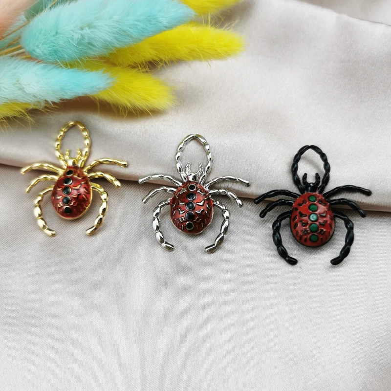 

MuhNa 10pcs Enamel Big Size Spider Charms Metal Pendant Gifts Earrings Keychain Decor Floating Jewelry DIY Material Making