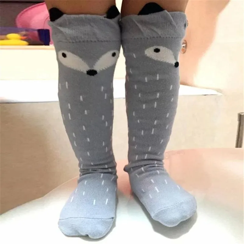 

Cotton Baby Socks Animal fox Printed Knee High Kids Boy Girl Socks Cartoon Cat legs Warm 0 to 6 y infant Warm Long Sock