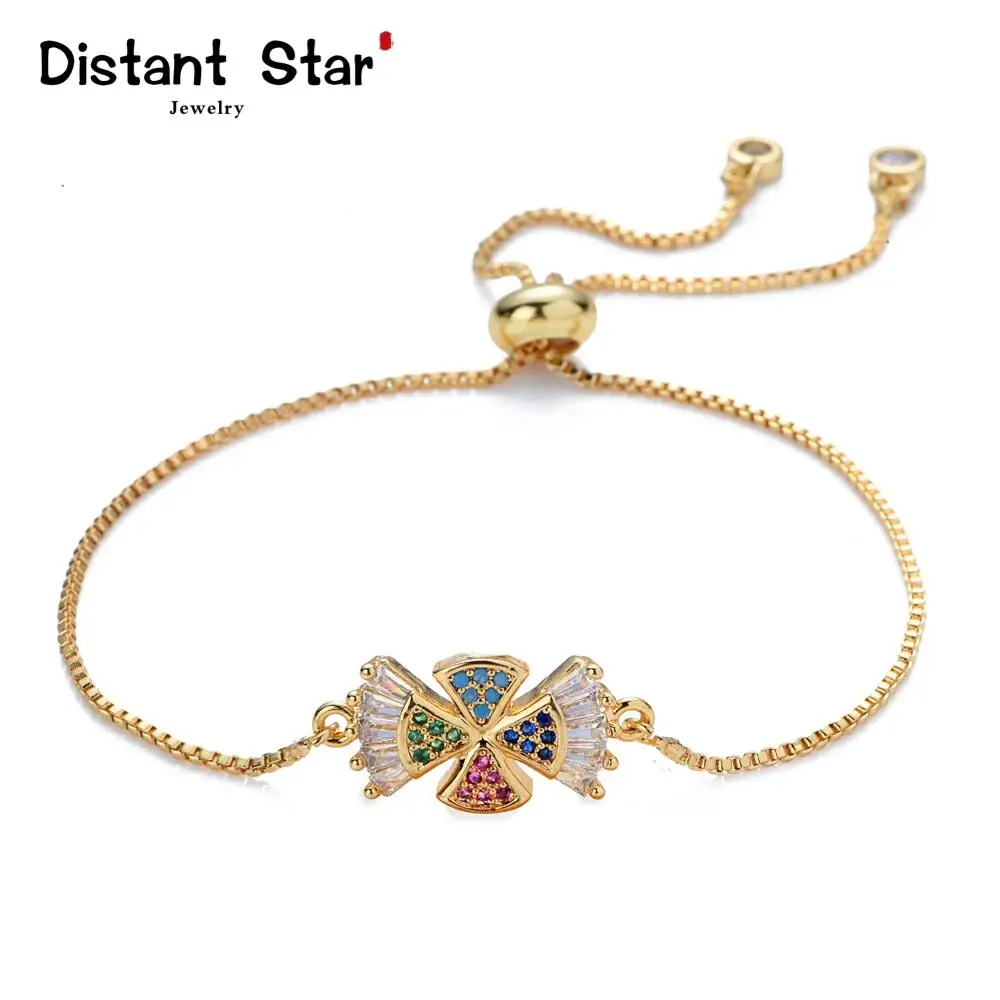 Женский браслет с четырьмя листьями клевера регулируемый браслет-цепочка