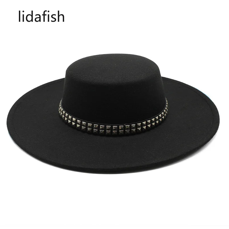 

2022 Winter Fedoras Hat For Women 10CM Wide Brim Felt Jazz Cap Retro Panama Formal Church Hat
