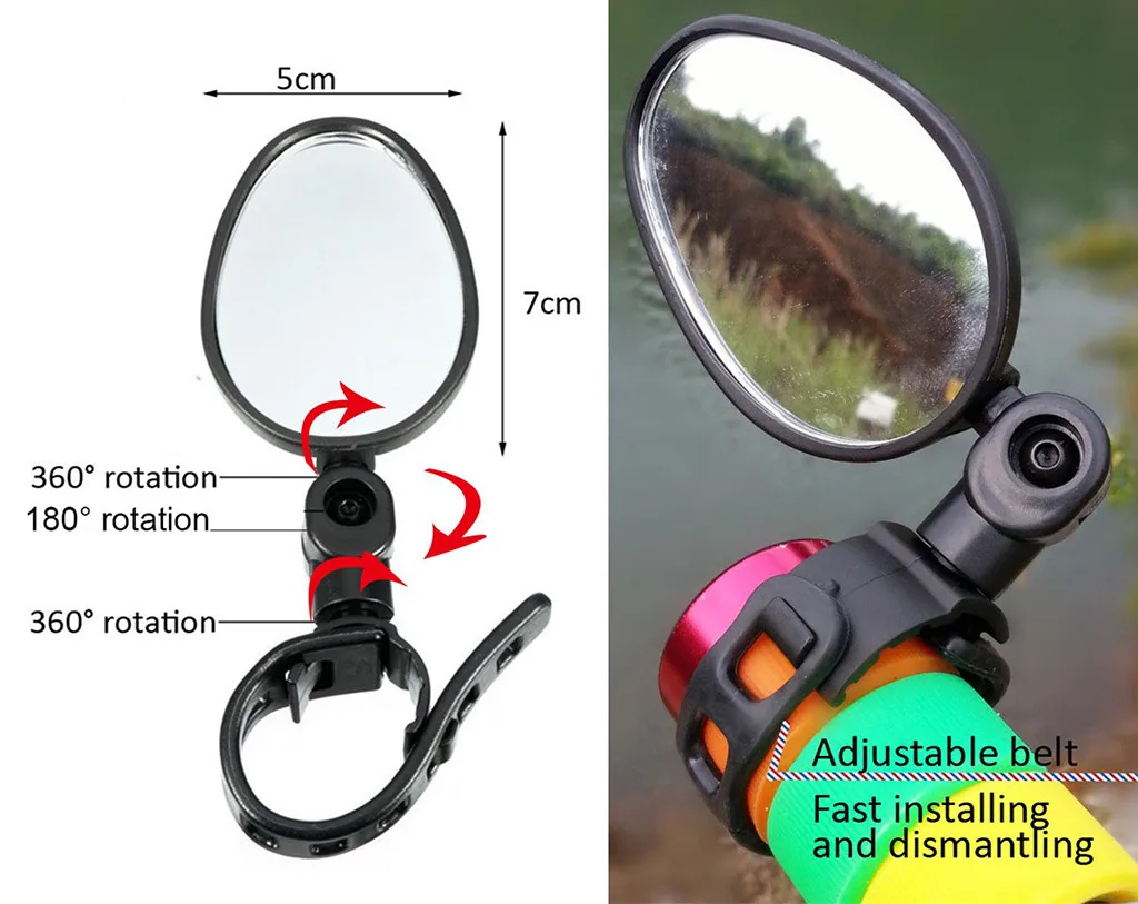 1 pair Cycling Bike Bicycle Mirrors Adjustable Handlebar Flexible Rear View Rearview Mirror high-strength ABS accessories # | Спорт и