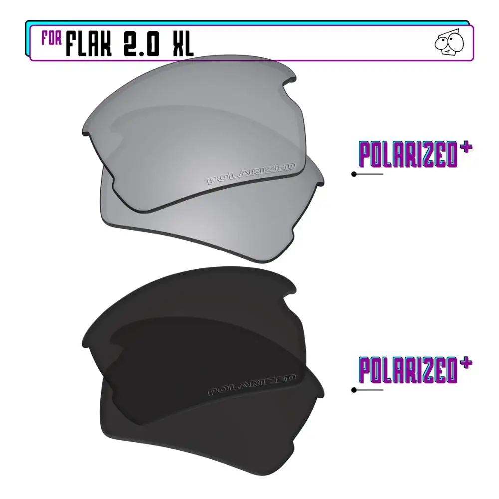 EZReplace Polarized Replacement Lenses for - Oakley Flak 2.0 XL Sunglasses - Blk P Plus-SirP Plus