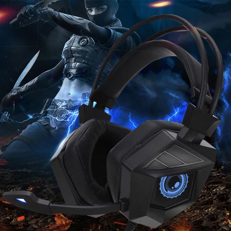 Проводные Игровые наушники RGB со светодиодной светильник кой с микрофоном для