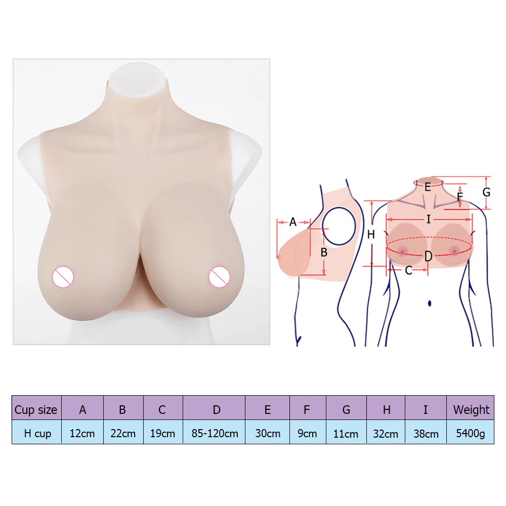 

H Cup Realistic Silicone Breast Half Body Forms False Large Boobs for Male Cosplay Crossdresser Shemale Transgender