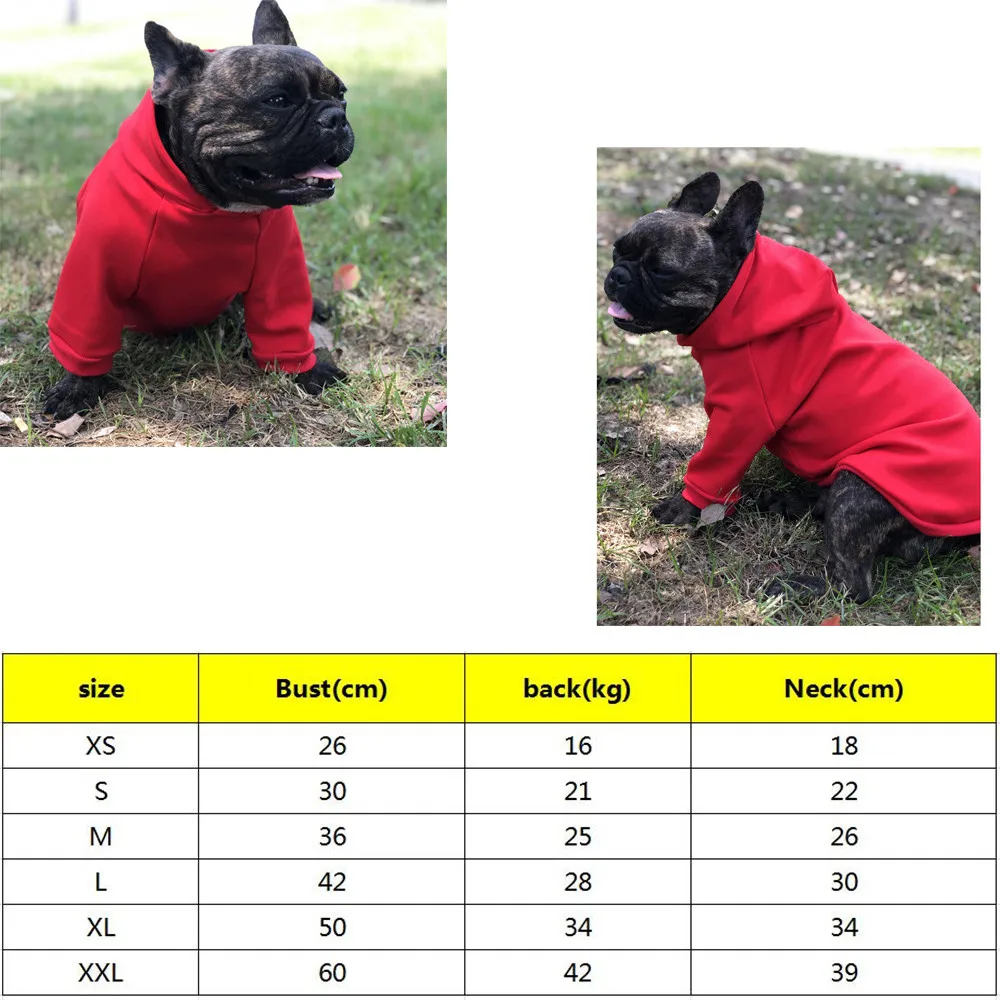 Красная рождественская одежда для собаки худи маленьких собачек Мопсов чихуахуа