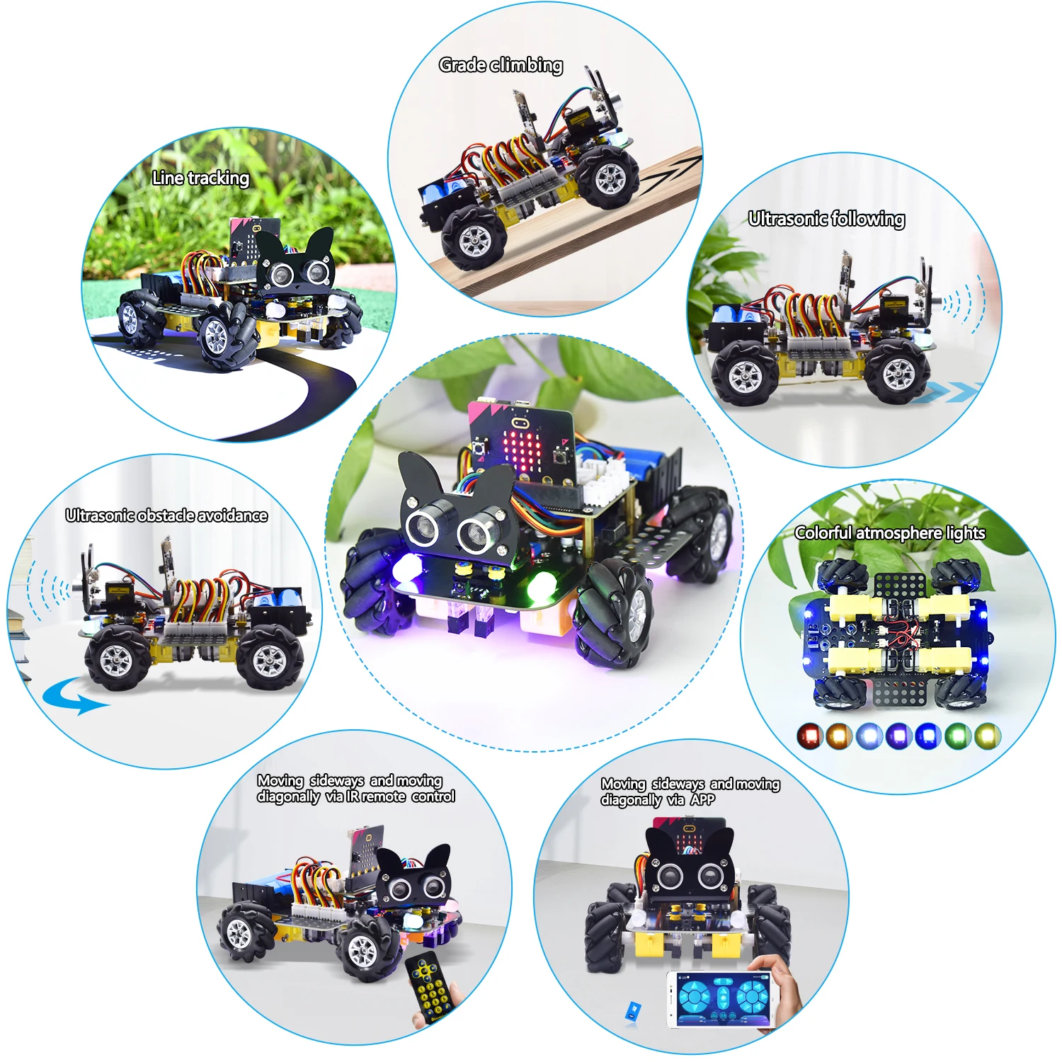 Keyestudio Micro:Bit V2 4WD робот-колесо Mecanum автомобильный комплект для микробит стебель