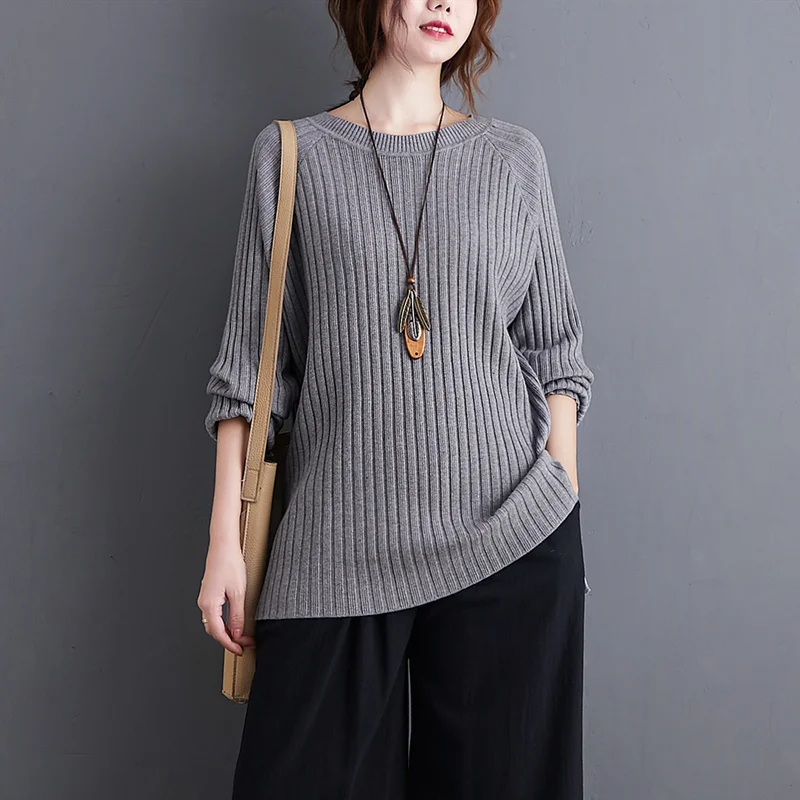 

#3825 весенний вязаный свитер, женские свободные базовые свитера с длинным рукавом, однотонная трикотажная одежда, свитер, асимметричные свитера