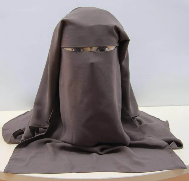 coffee Горячая длинная мусульманская маска мусульманская вуаль niqab - Цвет: coffee