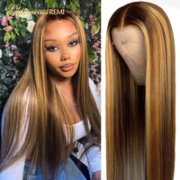 highlight lace front human hair wigs straight honey blonde lace wig brazilian closure wigs for woman natural hairline density150