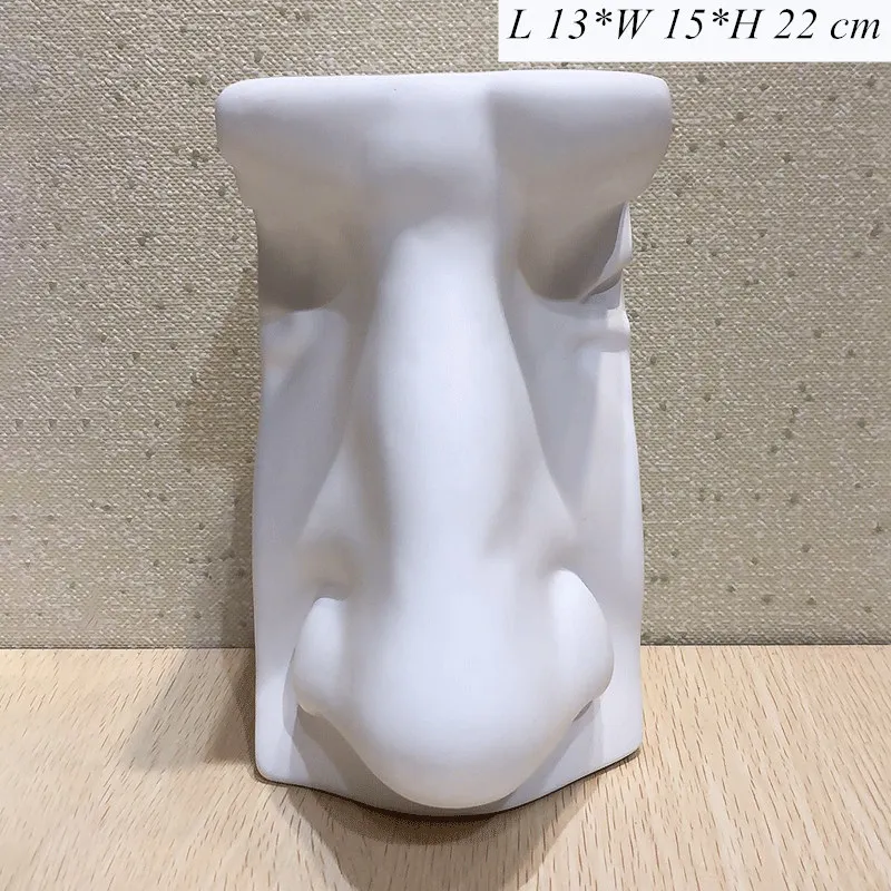 

1 Pcs Minimalist Craft White Nose Nordic Style Figurines Resin Facial statue Home Office Decoration Living Room Ornaments Crafts