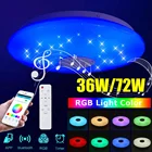 Современный потолочный светодиодный RGB светильник, лампа для дома, музыкальсветильник ильник с дистанционным управлением, 72 Вт, 40 см, лампа для спальни