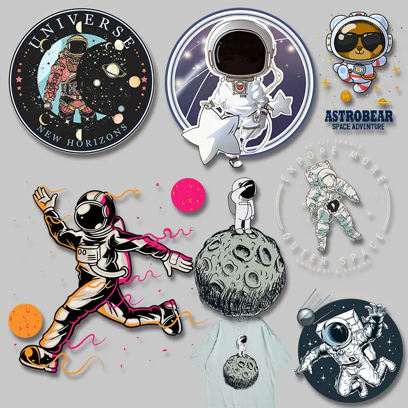 

Circular astronaut letter pattern Applique on Clothes Stickers Printed Decoration Heat Transfer printing Iron on patches