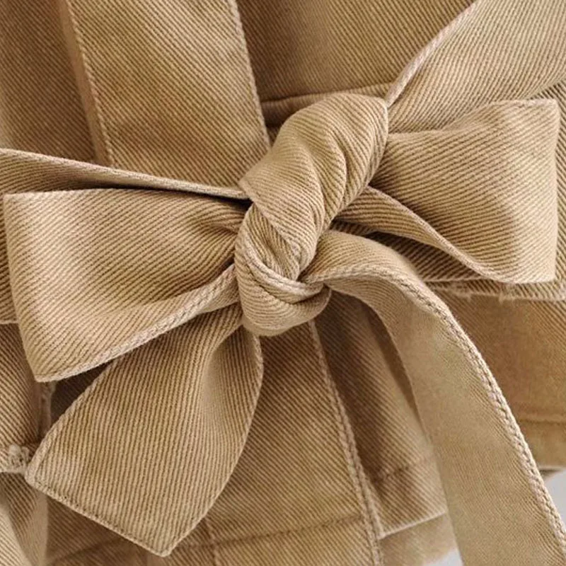 

Autumn Women's Waist Long Sleeve Lapel Coat 2019 England Loose Wild Tide Female Belted Pocket with Frayed Denim Jacket