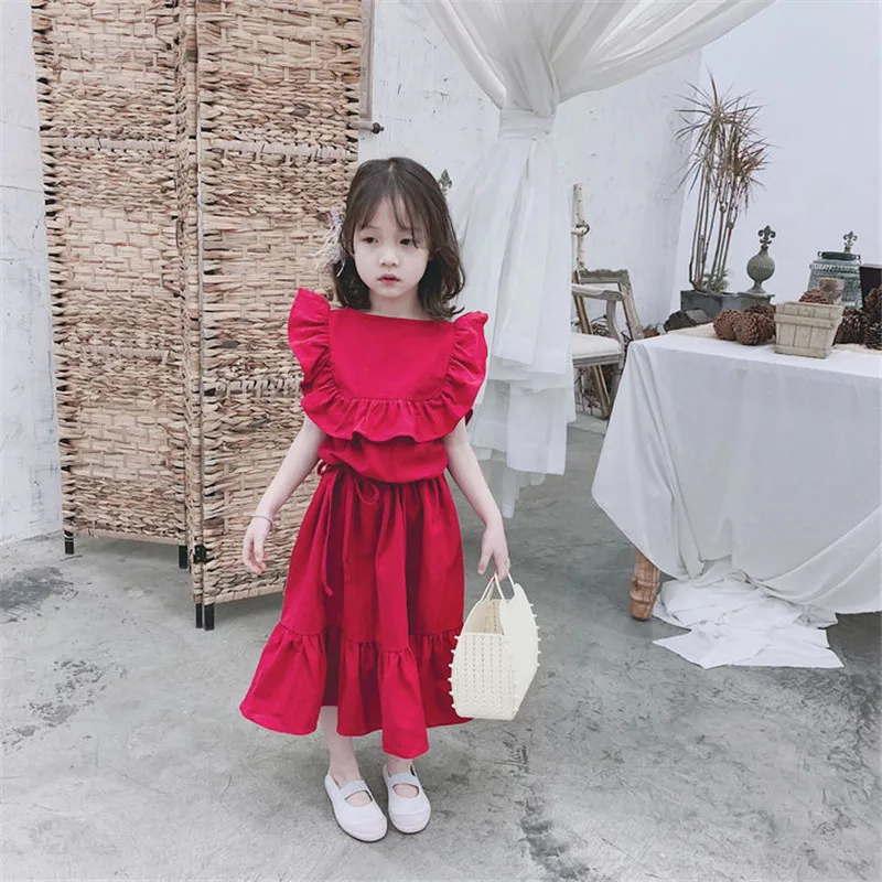 

Spring and Summer New Girls Korean Lotus Leaf Dress Short Sleeve Dress