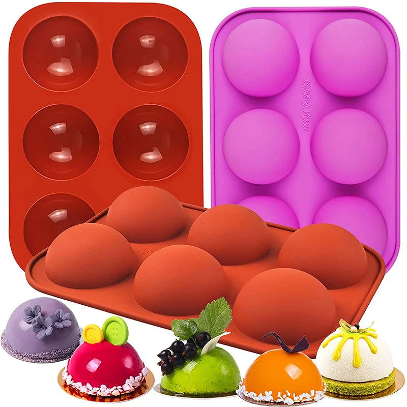 

6 Cavity Semi Sphere Silicone Mold Ball Baking Mould For Making Hot Chocolate Cocoa Bomb Cake Jelly Dome Mousse Cupcake Kitchen