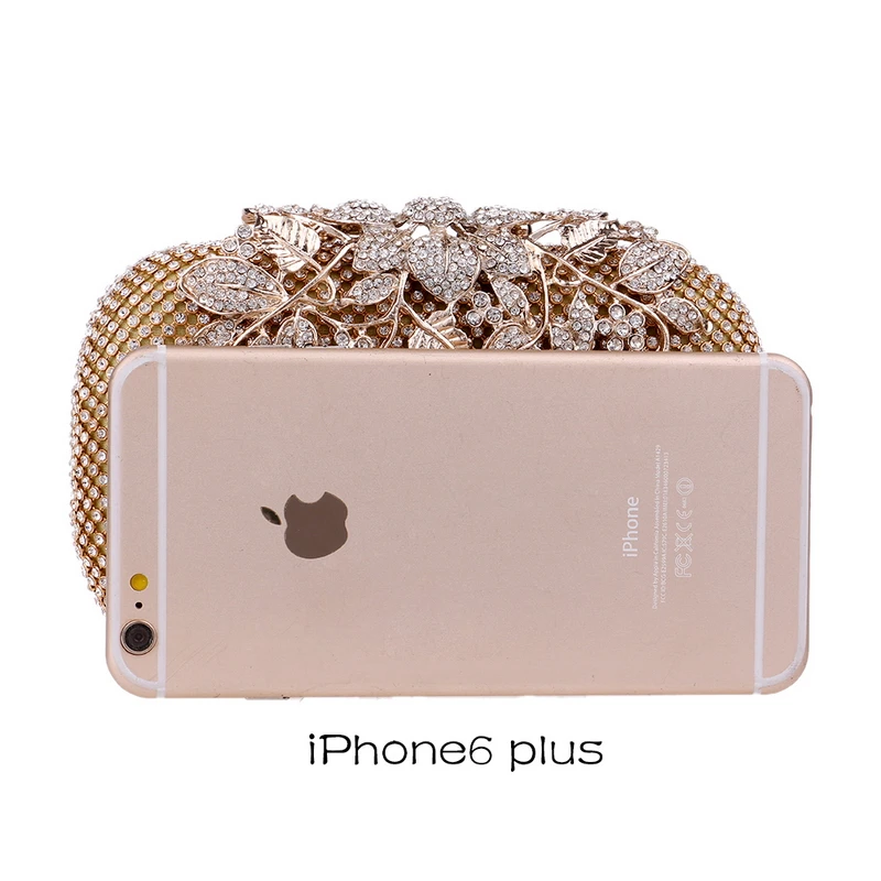 Metal Diamonds Clutch Leaf Chain Shoulder Party Evening Bags Golden Wedding Handbags Dinner Cocktail Purse