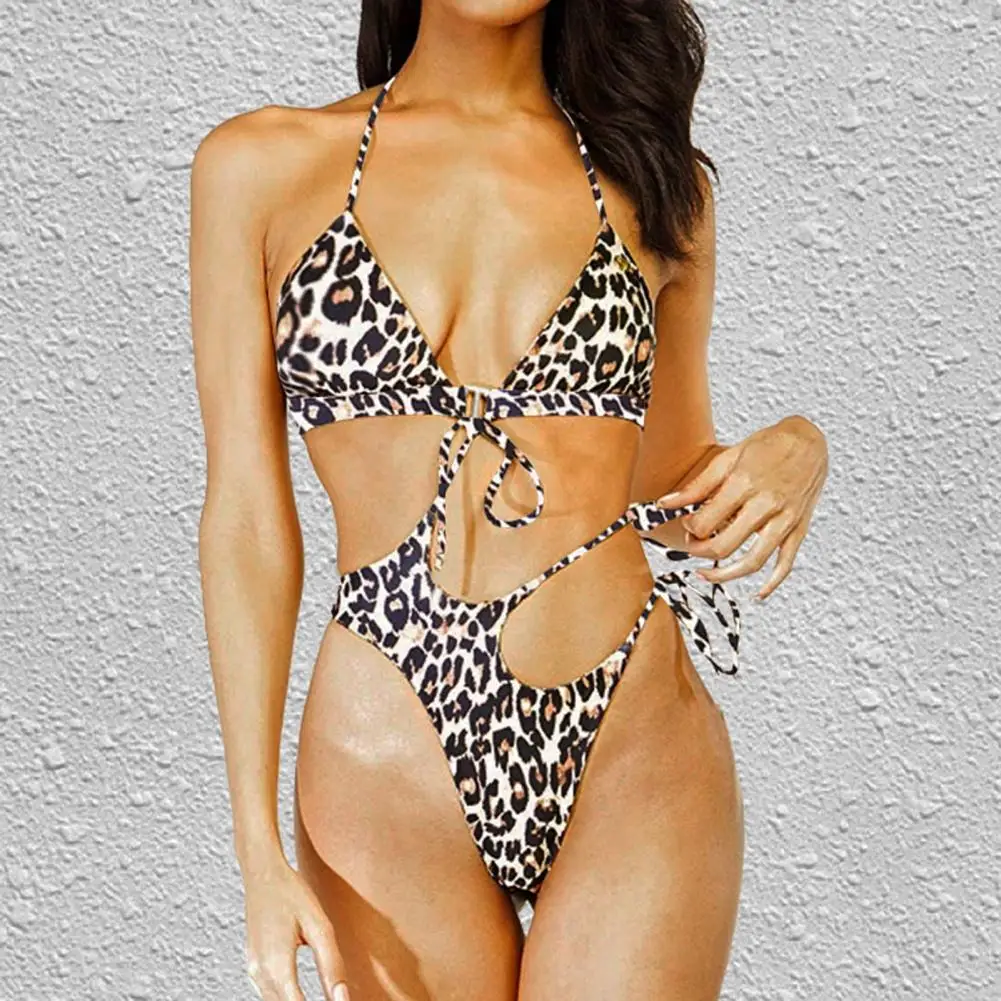 

Popular Swimwear Bikini High Waist Triangle with Charming Chest Pad Sexy Polyester Women Hollow Bodysuits for Beach Swimwear
