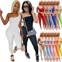 f130 european and american style spring and summer new womens sexy one shoulder sleeveless hip sports jumpsuit