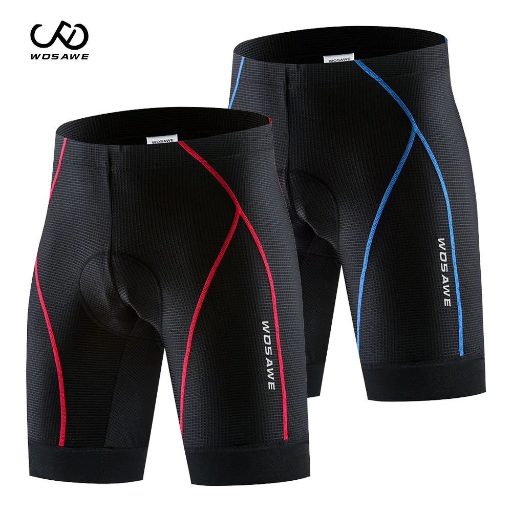WOSAWE Summer Men Tights Cycling Shorts with Padded Mesh Keep dry Breathable Racing MTB Underwear Quick dry Bicycle Biker Shorts