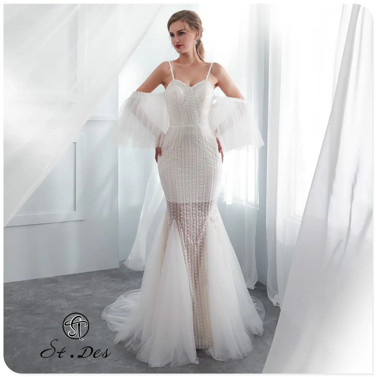 S.T.DES свадебное платье 2020 цвета слоновой кости русалка халат сексуальное без