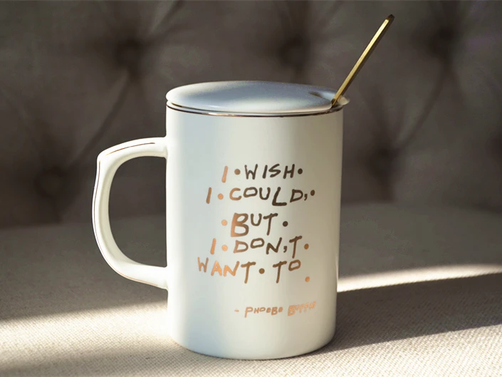 Друзья ТВ шоу phoebe bufay Моника Геллер белая черная чашка кружка с крышкой и