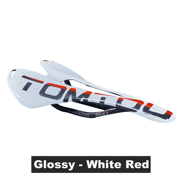 Glossy white Red TOMTOU полный 3K Углеродное волокно велосипедное седло для шоссейных/MTB велосипедных частей глянцевый Сверхлегкий 115 г Максимальная нагрузка 150 кг - Цвет: Glossy white Red