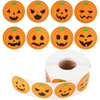 50 500pcs round halloween label sticker cute smile pumpkin seal sticker diy decorative labels halloween party favors supplies
