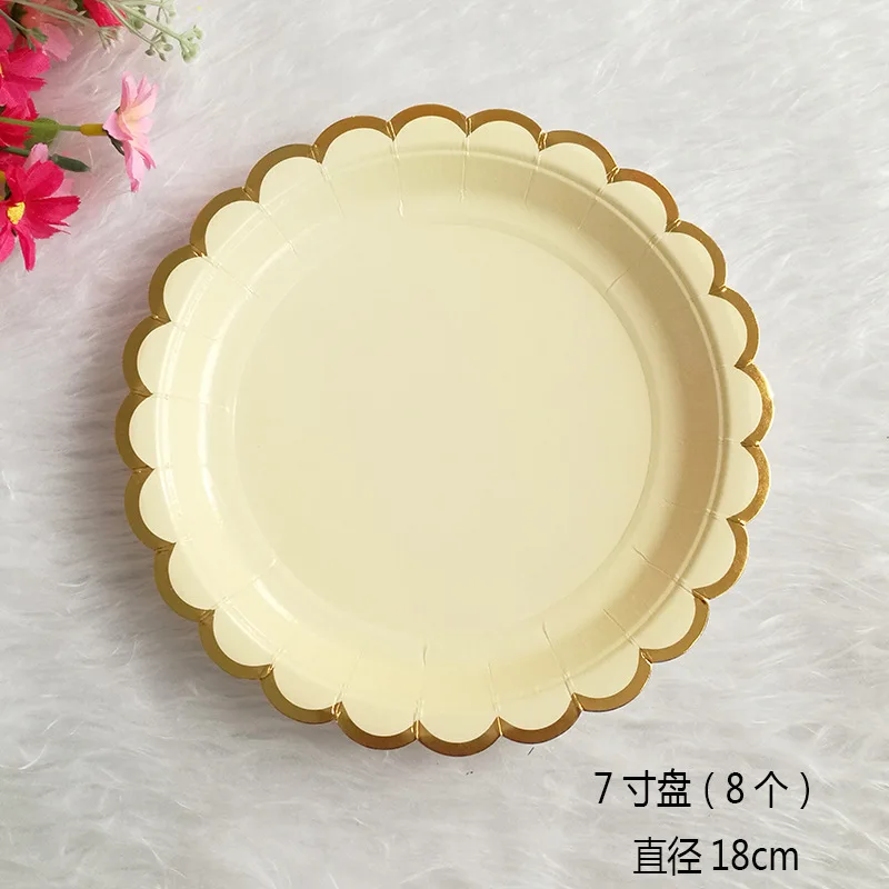 Одноразовая посуда из золотой фольги бумажные соломинки для питья на день