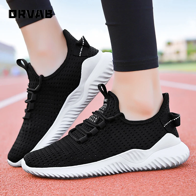 

Womens Shoes Fashion Platform Sneakers 2020 New Mesh Summer Lace-Up Breathable Black Walking Sneakers Women Casual Shoes Basket