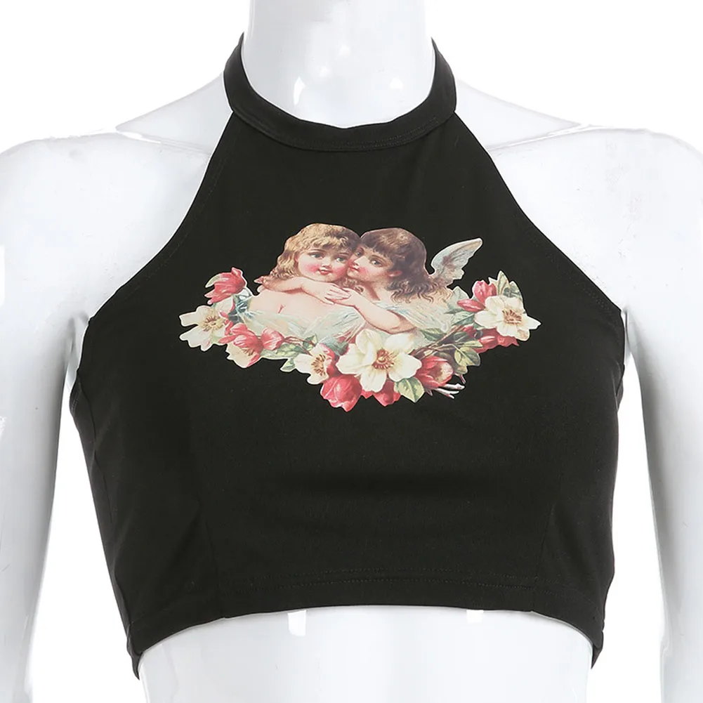 

Sexy Halter Tops Women T-shirt Crop Tops Women Spaghetti Strap Tops Summer Tank Top