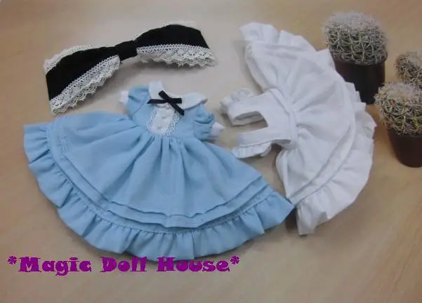 [RMG006] Neoblythe платье куклы# Хлопковое платье фартук и набор бантиков для волос для Blyth куклы наряды для розничной продажи