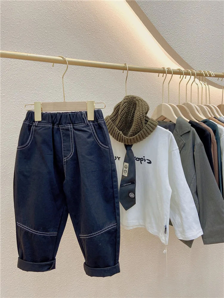 

Pants Ankle Length Elastic Waist Loose Solid Cotton New Fashion Comfortable Cute Lovely Simple Spring Auutmn Children Girls