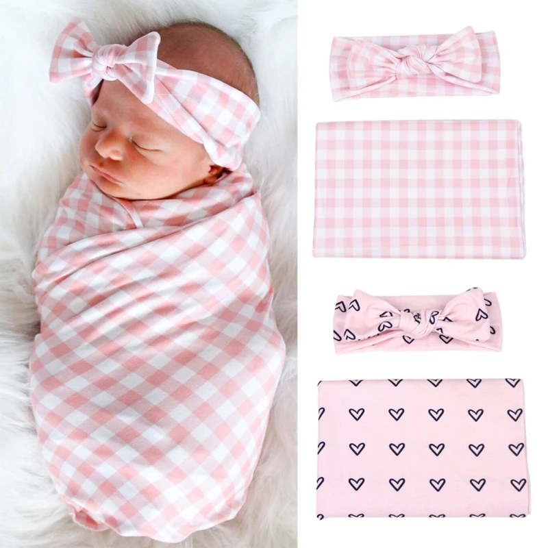 

Newborn Sleeping Bag Sleepsack Infants Printed Swaddle Wrap Blanket Towel Hair Band Headdress Headwrap Hair Accessories