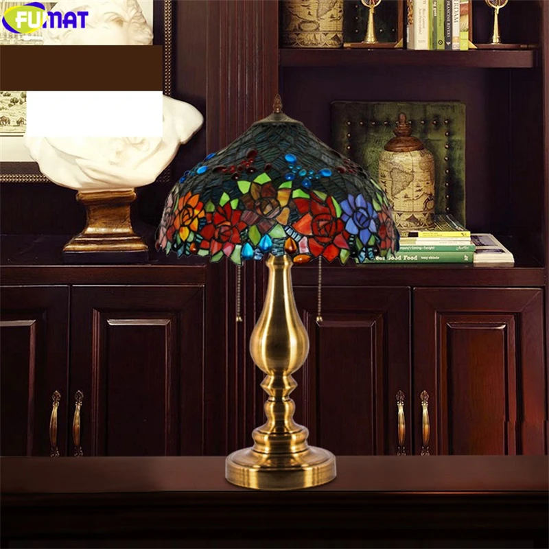 FUMAT красная розовая фиолетовая настольная лампа Тиффани Нефритовая витражная