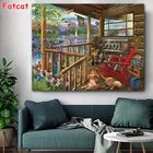 Алмазная живопись с квадратными стразами, вышивка крестиком 5D с изображением собак в озере, стразы, мозаика для домашнего декора, подарок PP2497