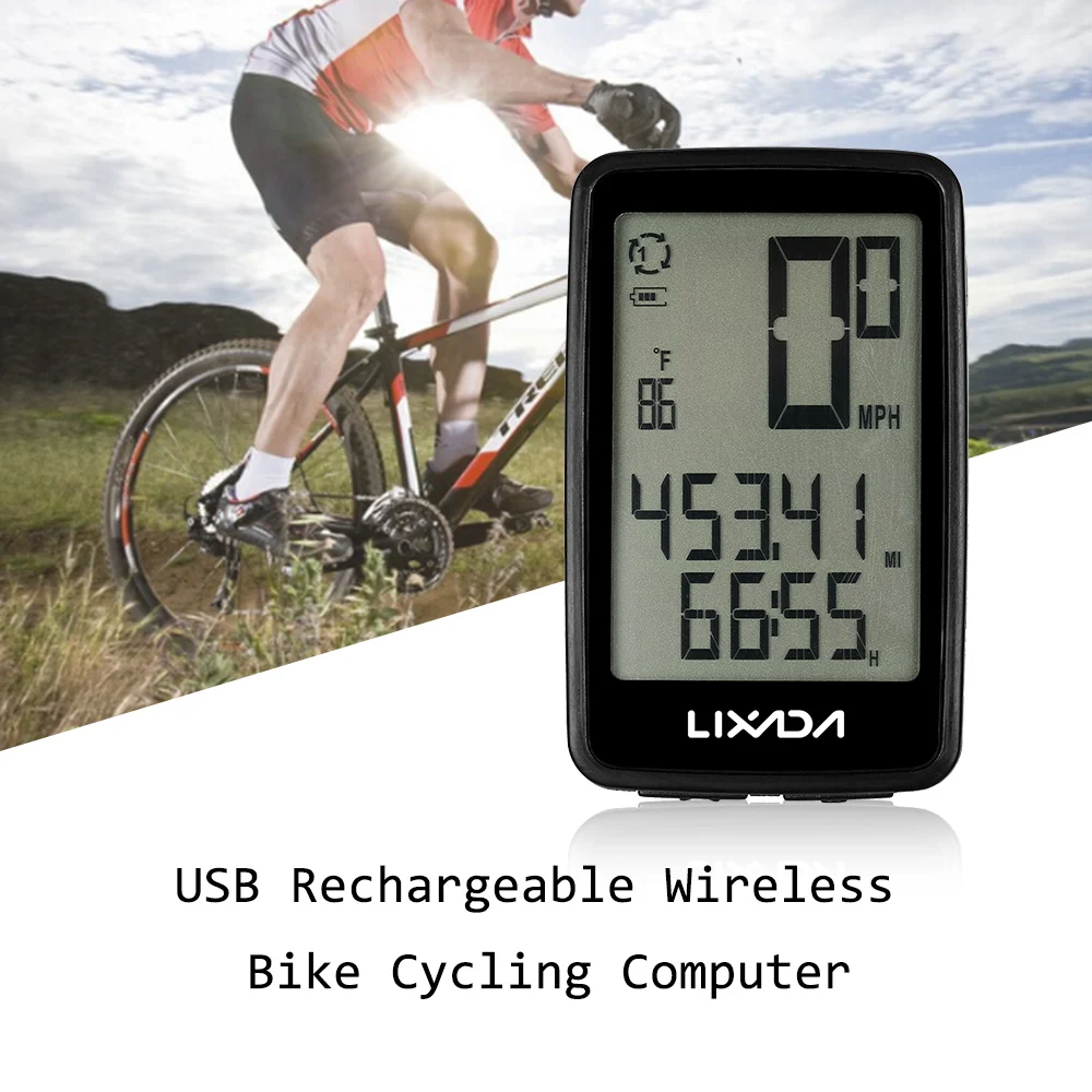 

Lixada Wireless Bike Computer USB Rechargeable Cycling Speedometer Odometer Rainproof Bicycle Computer Stopwatch Accessories