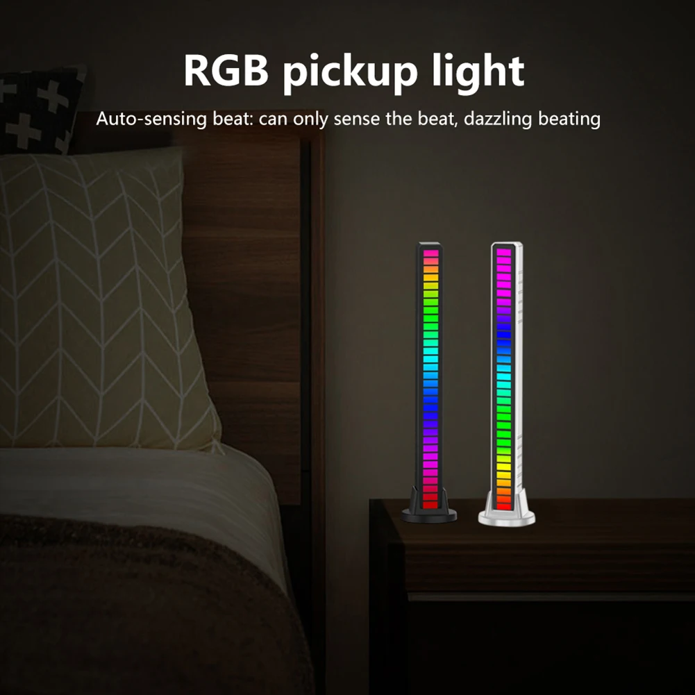 

USB 5V 5W 3D RGB Pickup Light LED Voice-Activated Pickup Rhythm Strip Light Music Atmosphere Ambient Lamp Bar