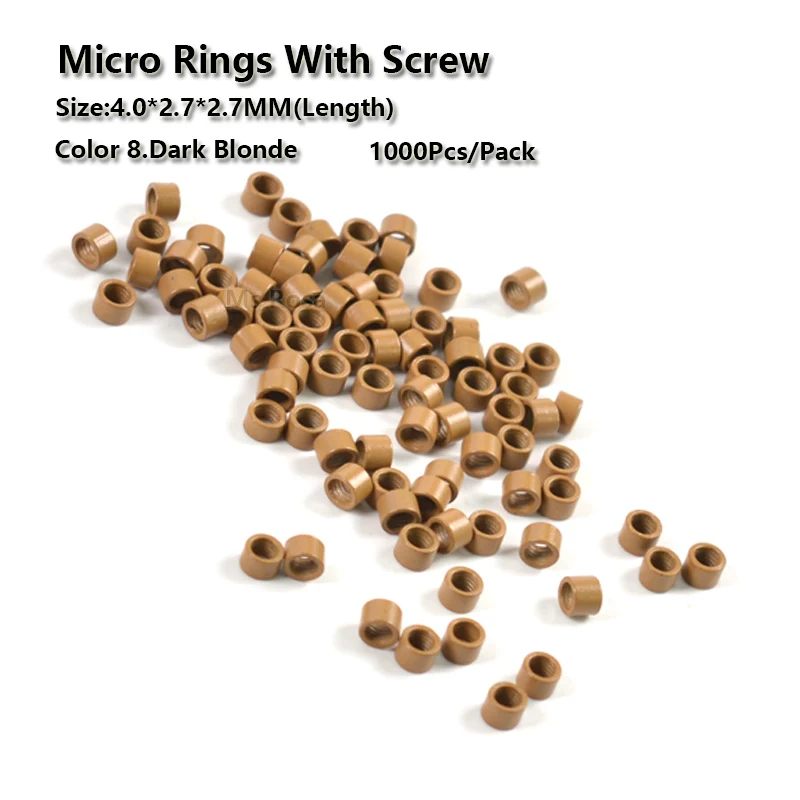 

Screw Micro Rings 4*2.7*2.7MM 1000Pcs/Bottle Micro Link Extension Tools Microbead Hair Extensions