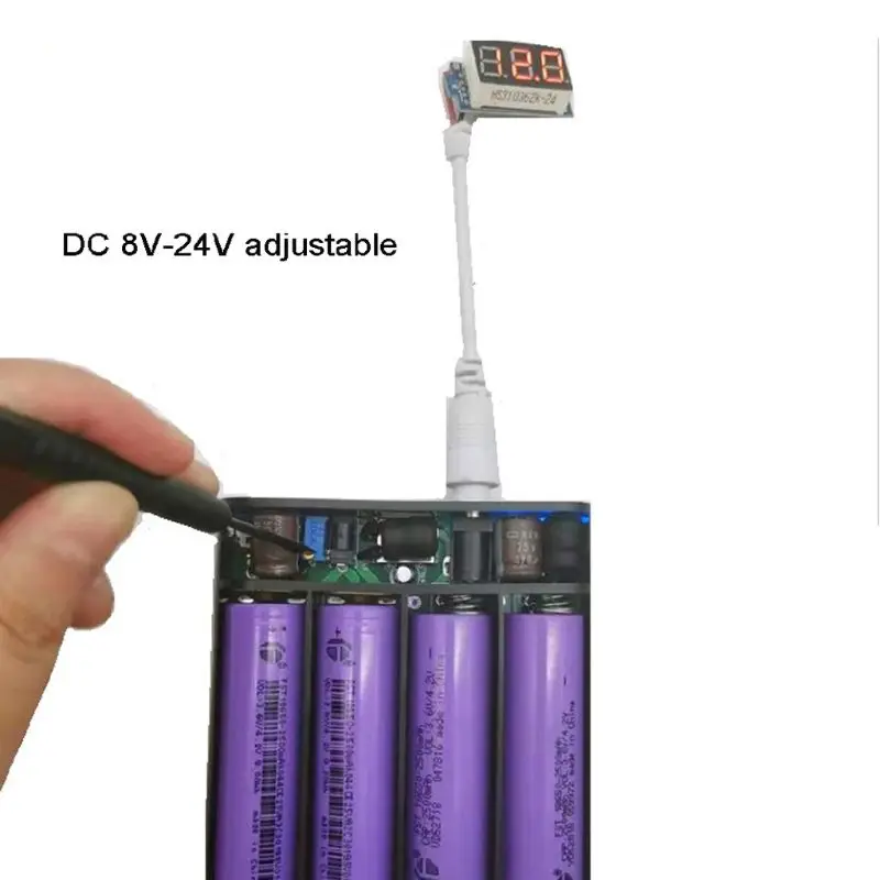 

USB DC 8V-24V Output 4x 18650 Batteries DIY Power Bank for Cellphone Router LED B85B