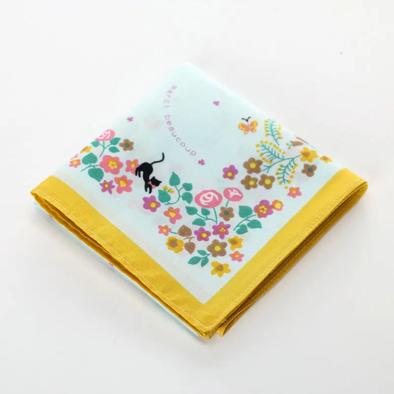 Handkerchiefs Women Kawaii Simple Classic Pocket Square Floral Printed Elegant Vintage Leisure Fashion Womens Chic New Females - Цвет: 18