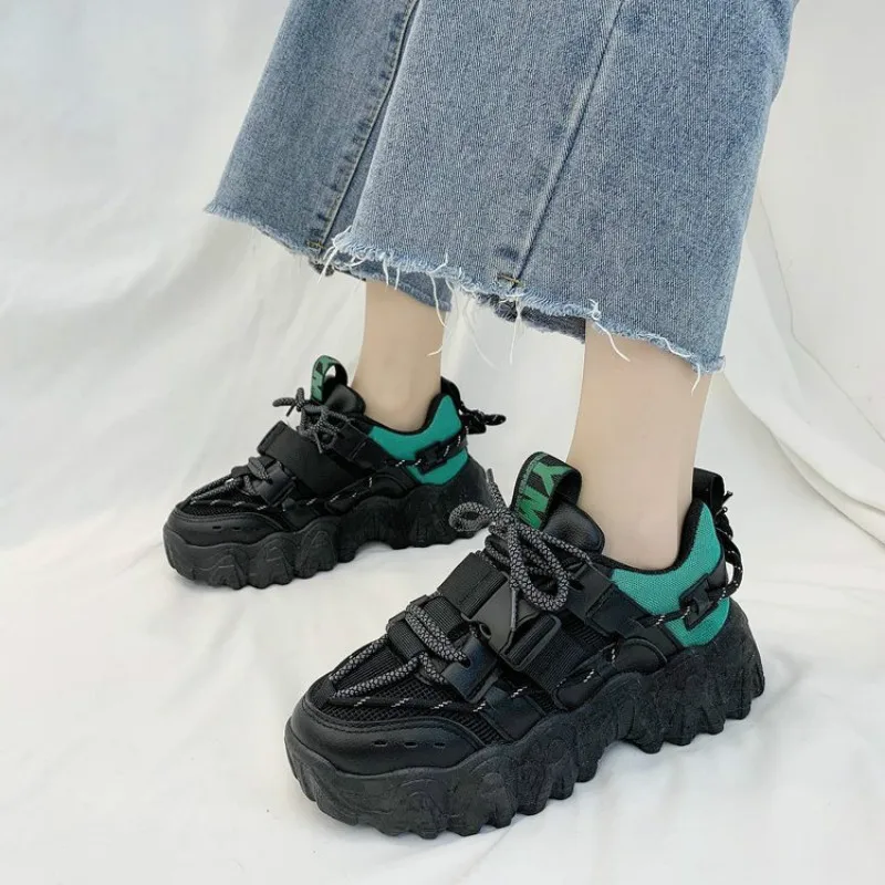 

Lace Up Chunky Sneakers Shoes Women 2020 Breathable Mesh Thick Sole Platform Sneaker Woman Flats Running Casual Shoess48