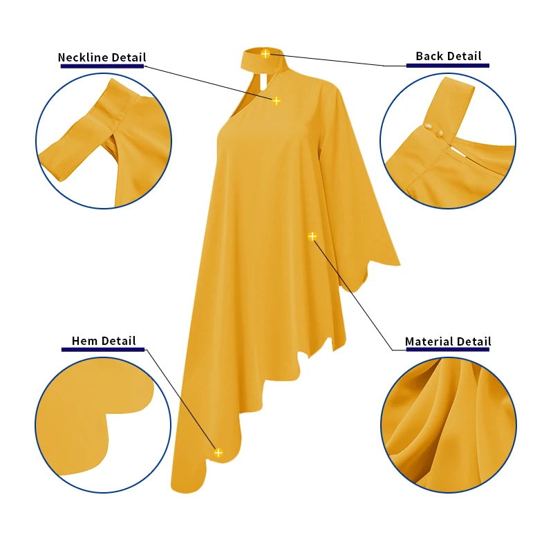 

Ladies Asymmetric Dress VONDA 2021 Women Casual Solid Stylish Mini Dresses Plus Size Elegant Sundress Femme Party Robe S-5XL