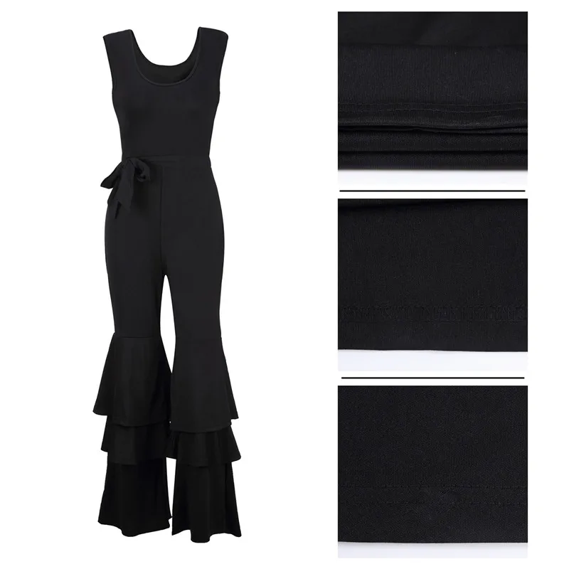 Женские комбинезоны размера плюс комбинезон без рукавов с оборками расклешенные