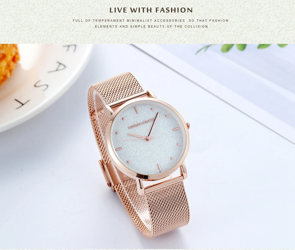 

Dropship Japan Quartz Creative Design Waterproof Rose Gold Stainless Steel Mesh 1 set Bracelet Ladies watches relogio feminino