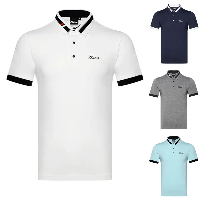 

Футболка с коротким рукавом для гольфа, мужская летняя тонкая дышащая и быстросохнущая ткань, одежда для гольфа, спортивная одежда для отды...