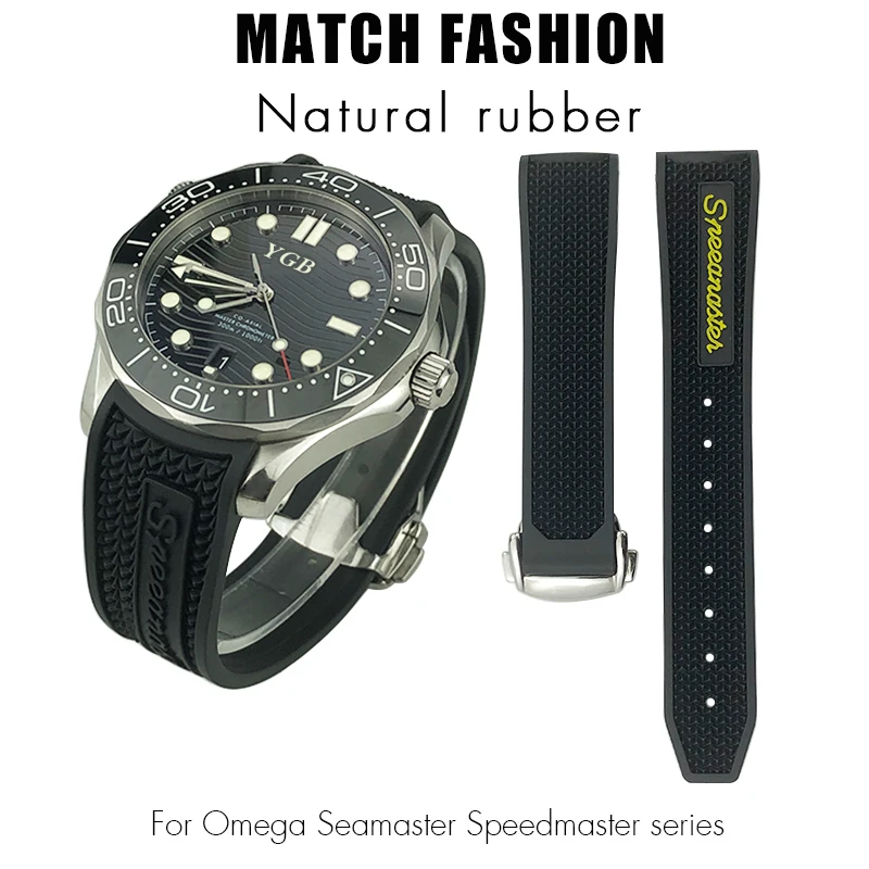 Rubber Watchband 22mm 20mm 19mm 21mm Watch Strap Fit for Omega Speedmaster Heritage Seamaster Silicone Waterproof Sport Bracelet