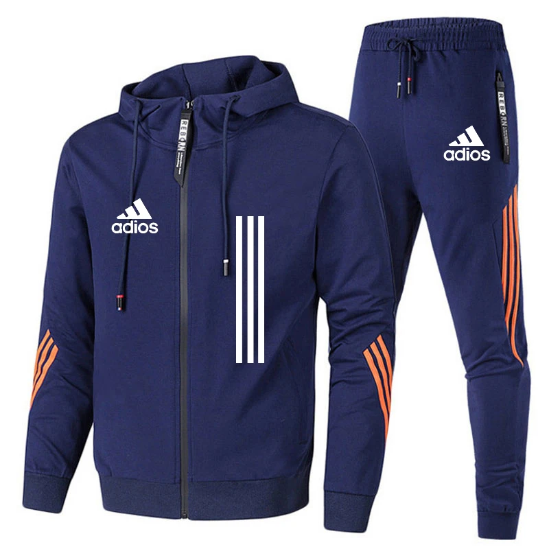 

2021 New Men's Jacket Sportswear Suits Stripe Gym Training Zipper Clothes Workout Jogging Sports Set Brand Running Tracksuit