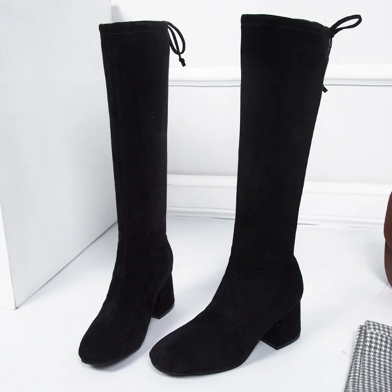 Высокие сапоги до бедра на плоской подошве зимние женские ботфорты удобные