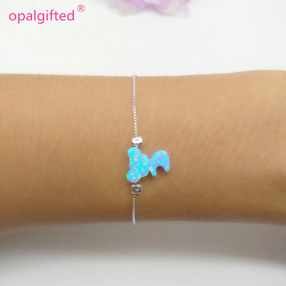 Опал Коала синего цвета 9*12 мм с браслетом из серебра 925 оптом, бесплатная доставка.