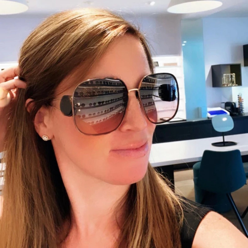 

Овальные золотые металлические очки серые коричневые градиентные цветные линзы высококачественные женские солнцезащитные очки Бобби S1U М...